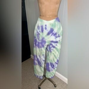 Light Green & Purple Tie-Dye Sweatpants